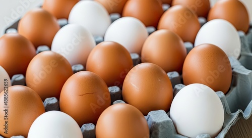 Wallpaper Mural A tray of eggs, with a mix of brown and white eggs, in a cardboard tray. Torontodigital.ca