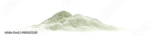 Mountain stipple texture landscape. Abstract green hill, volcano, halftone grain effect. Dotted gradation mountain peak dotwork style. Vector graphic vintage illustration