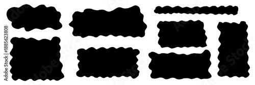 An organic shape with wavy borders creates a rectangle frame, organic style and wavy curves repeat while the shape forms a rectangle frame sticker.