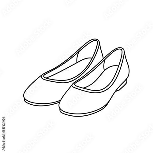 Simple line drawing of a pair of ballet flats in monochrome  