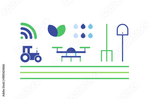 Smart Agriculture Technology Icon Set