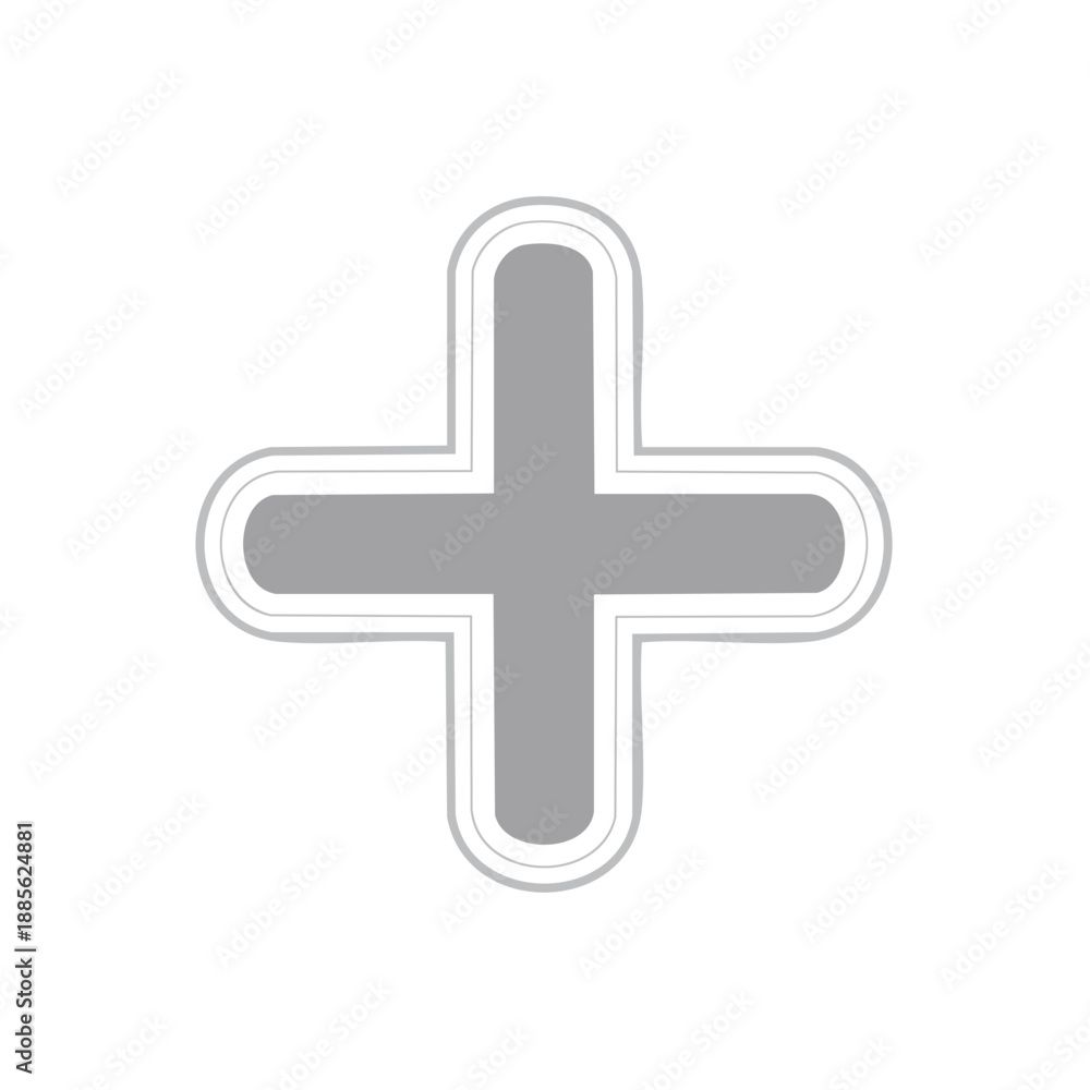 Obraz premium Gray Plus Sign Vector Graphic: Addition, Medical, Positive, Mathematics, Sum Symbol