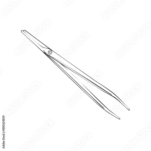 Outline illustration of stainless steel tweezers for beauty or surgical use