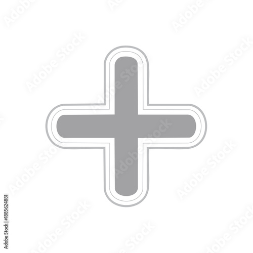 Gray Plus Sign Vector Graphic: Addition, Medical, Positive, Mathematics, Sum Symbol