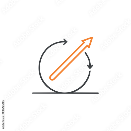 Line Arrow Growth Circle Rotation Icon Sign Symbol Graphic on White