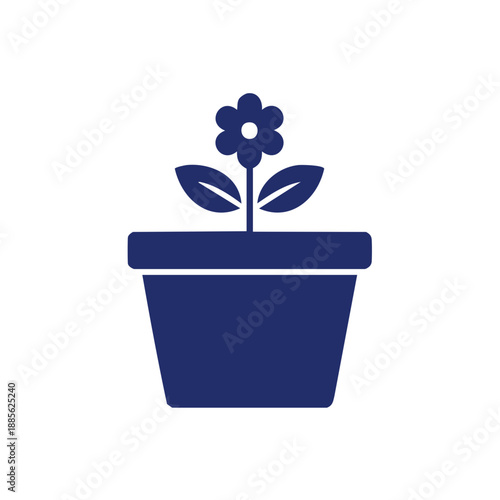 Flower in Pot Simple Graphic Design Illustration Plant in Planter Home Decor Gardening Hobby Indoor Decor
