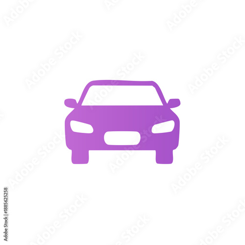 Front view of a generic car in a gradient purple color isolated on a white background