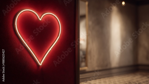 a led light shaped heart on the wall