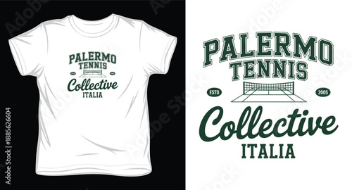 Palermo tennis collective italia estd 2005 graphic t-shirt design vector illustration