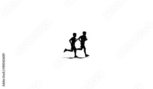 Boys Running Silhouette Vector Outdoor Run Concept