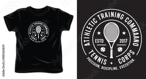 Athletic training command tennis cops emblem with racket and balls