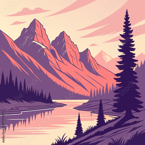 Dreamlike fantasy landscape combining majestic mountains with flowing water elements, rendered in a timeless, ethereal style.