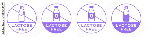 Lactose Free Label Vector Design. Food Allergens Badges.