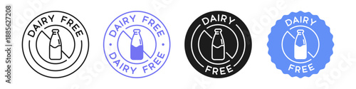 Dairy Free Label Vector Design. Food Allergens Badges.