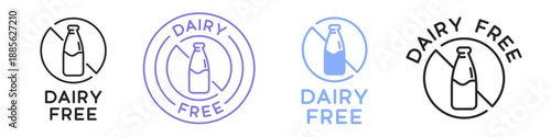 Dairy Free Label Vector Design. Food Allergens Badges.