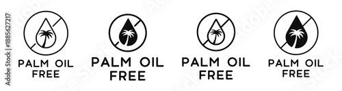 Palm Oil Free Vector Badges Icon Signs Set.
