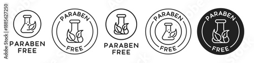 Paraben Free Icon Sticker Food Badges Set Vector Design.