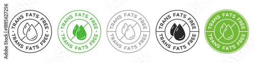 Trans Fats Free Icon Badges Set Vector Design.