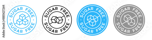 Sugar Free Icon Food Bages Vector Set. Collection Of Zero Sugar Stickers.