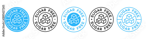 Sugar Free Icon Food Bages Vector Set. Collection Of Zero Sugar Stickers.