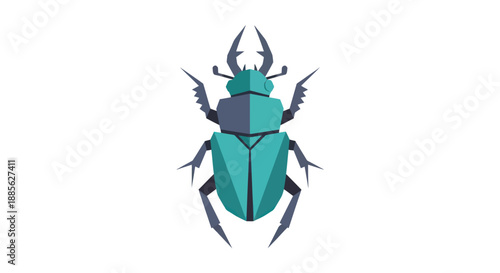 Geometric, teal stag beetle illustration
