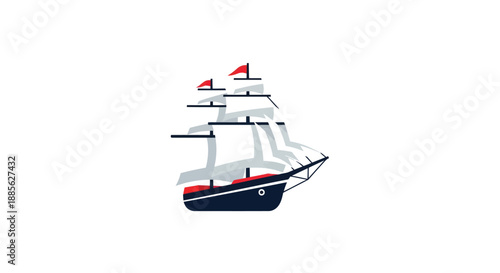 Flat vector of a sailing ship