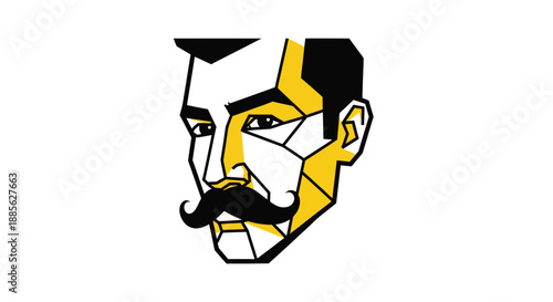 Polygon man with mustache