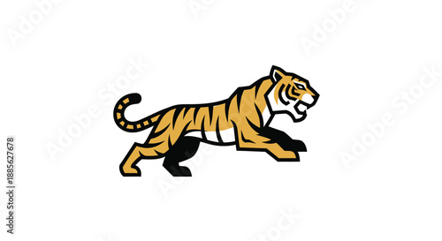 Leaping stylized tiger