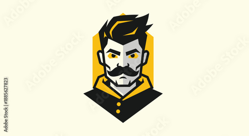 Stylized icon of a man's face and upper torso