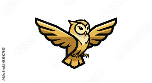 Stylized owl with spread wings