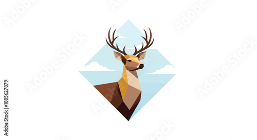 Geometric deer on light blue diamond