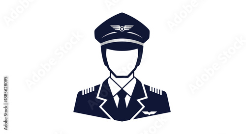 Vector pilot icon, faceless figure in uniform