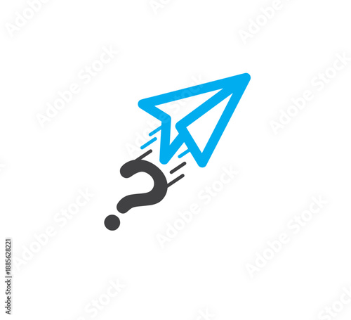 Paper Plane Question Mark Icon for FAQ and Help Concept