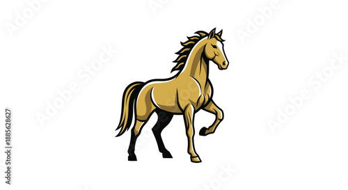 Cartoon vector of a horse, prancing on white
