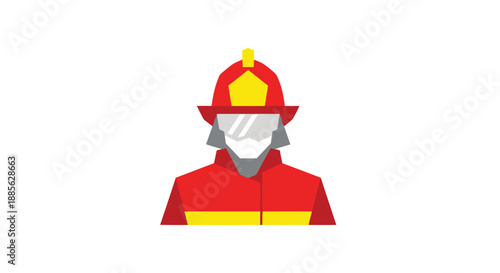 Stylized image of a firefighter in helmet, coat, and goggles