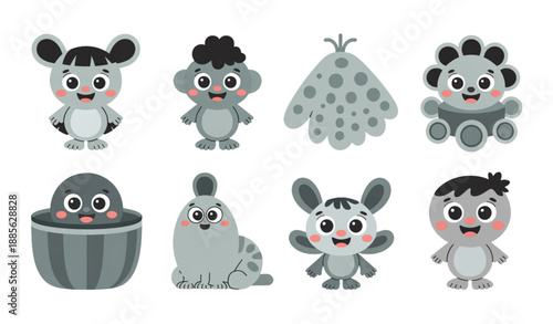 Preschool Gray Color Recognition Worksheet Vector Illustration