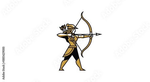 Stylized golden archer aiming arrow