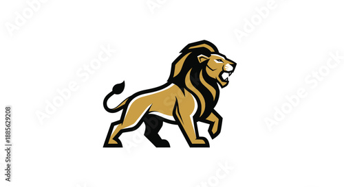 Lion stylized illustration of a powerful gold and black lion, poised and roaring
