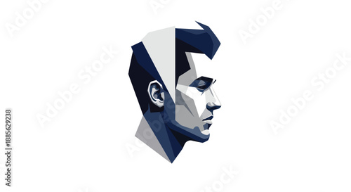 Polygon art portrait, man in profile