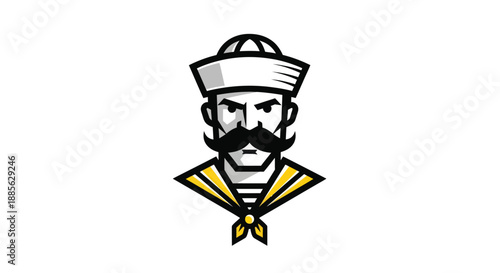 Cartoon sailor with stern expression