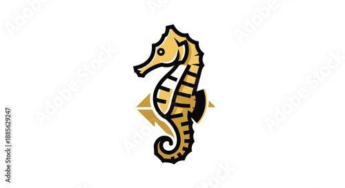 Gold seahorse, stylized