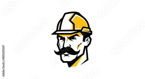 Hardhat man portrait, stark lines