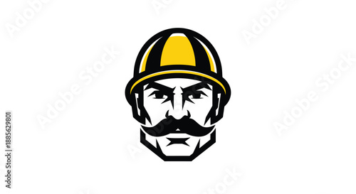 Stern face with hardhat