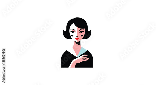 Elegant woman with black bob, stylized vector