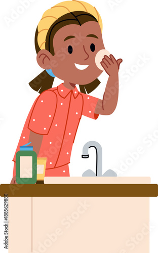 Girl Cleaning Face Bathroom