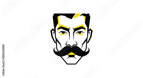 Stylized face with a bold mustache