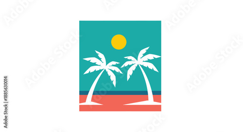 Graphic scene of two palms