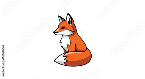 Orange fox sitting with eyes closed