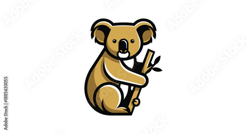 Cartoon koala clinging to a small branch