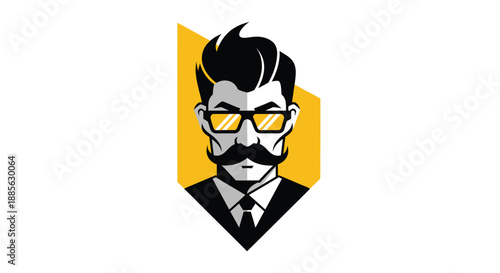 Icon of a gent with a mustache, glasses, and slicked hair